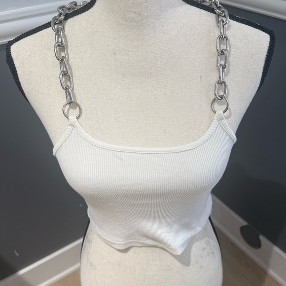 The Ragged Priest white crop top with distinctive silver chain straps size M - Picture 2 of 9